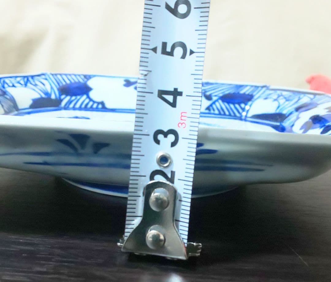 古伊万里 青い花柄 八角陶磁器 中皿5枚セット