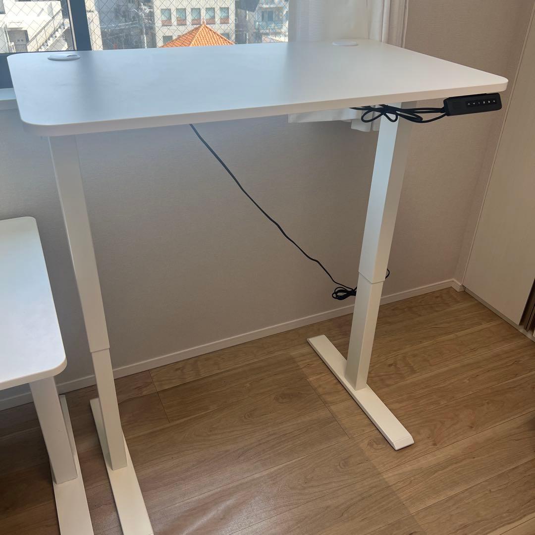 【美品1年程度】電動昇降デスク・昇降テーブル・ホワイト企業・幅100cm