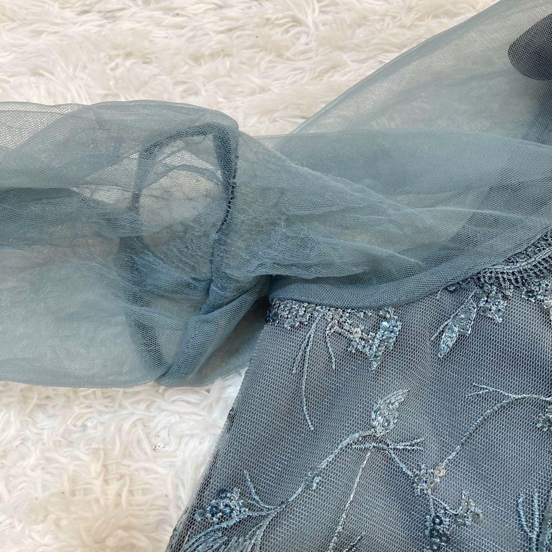 レジャ 花柄レーススパンコールハートカットドレス ロングワンピース M