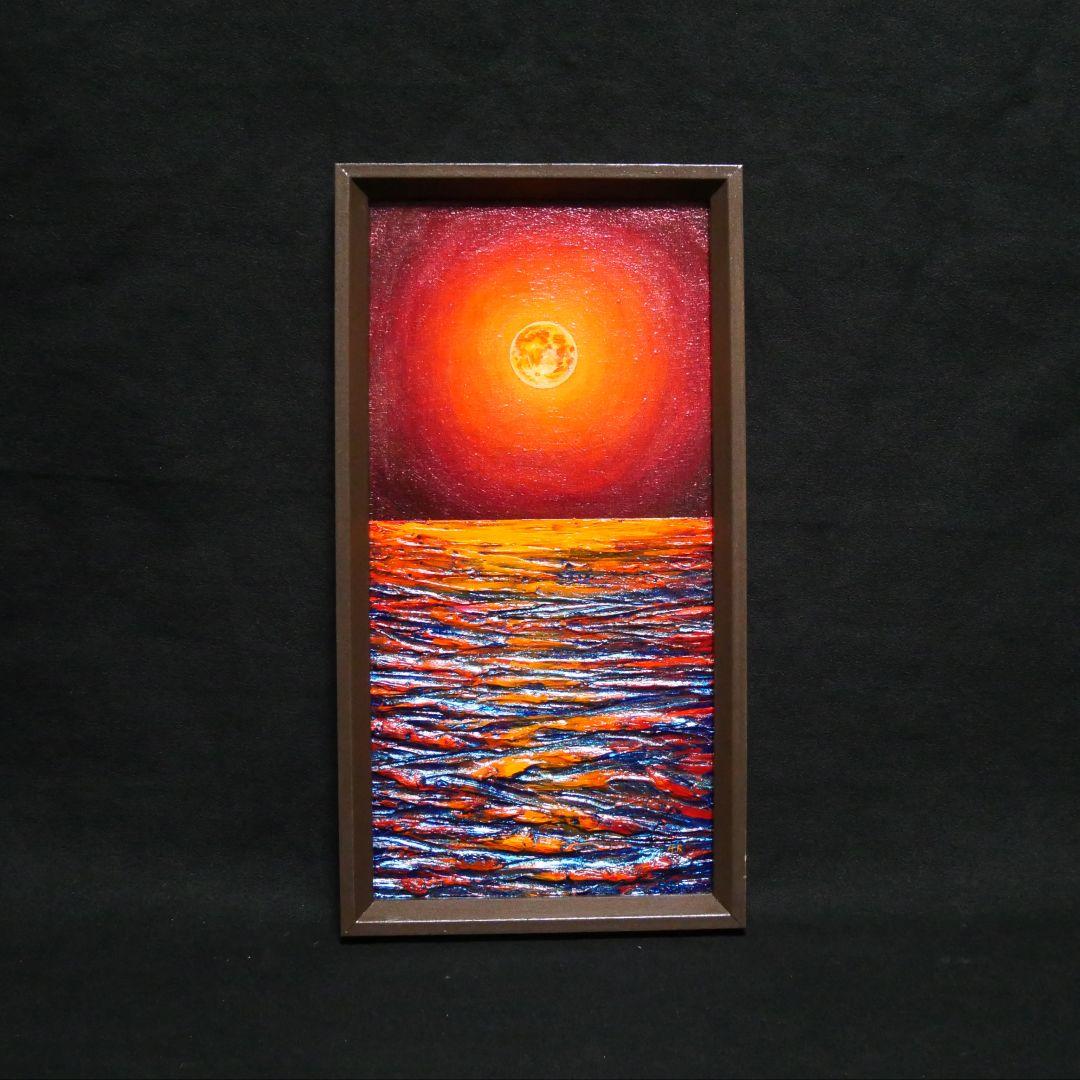 油絵 油彩 油彩画 絵 絵画 長方形ミニ絵画【神秘的な夜】