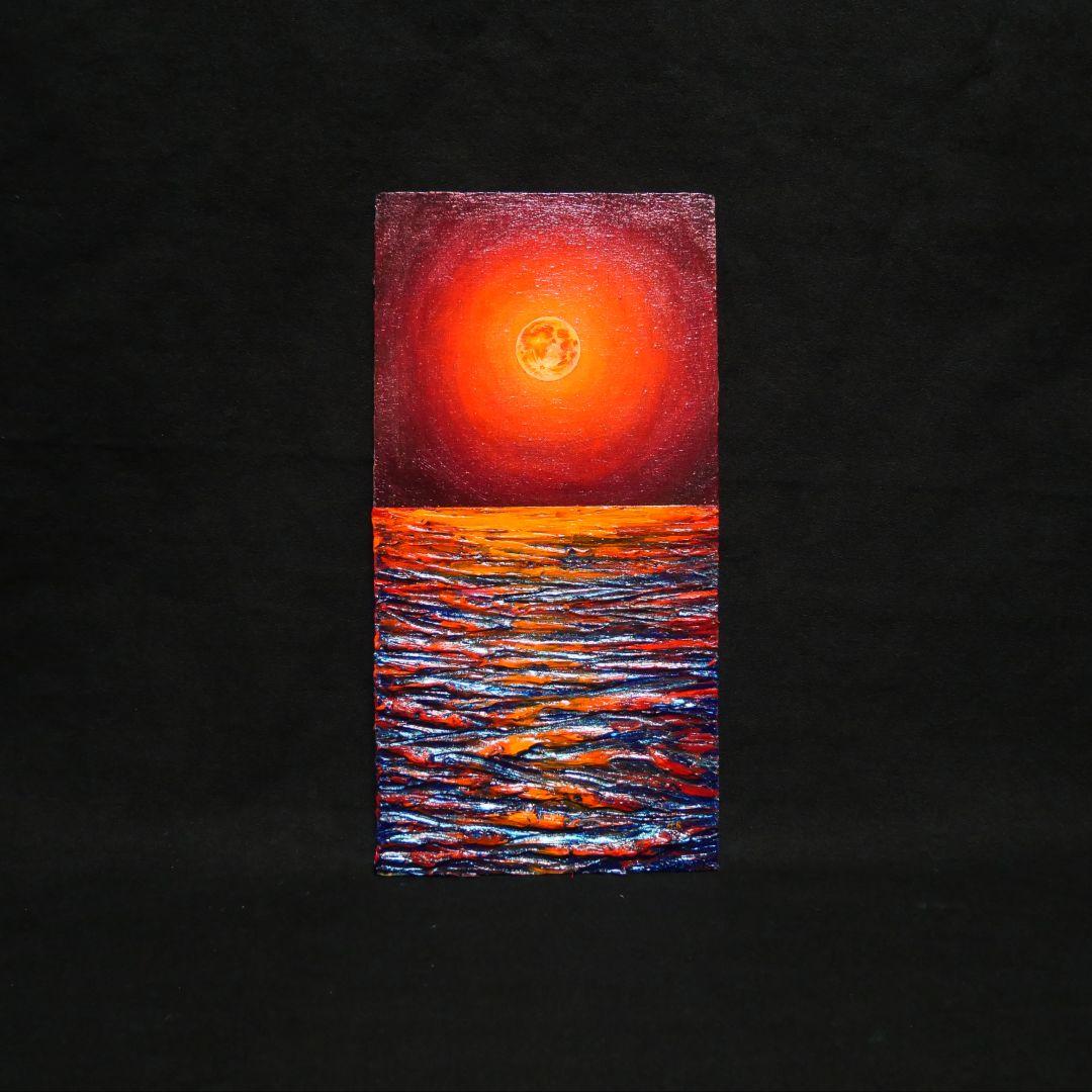 油絵 油彩 油彩画 絵 絵画 長方形ミニ絵画【神秘的な夜】