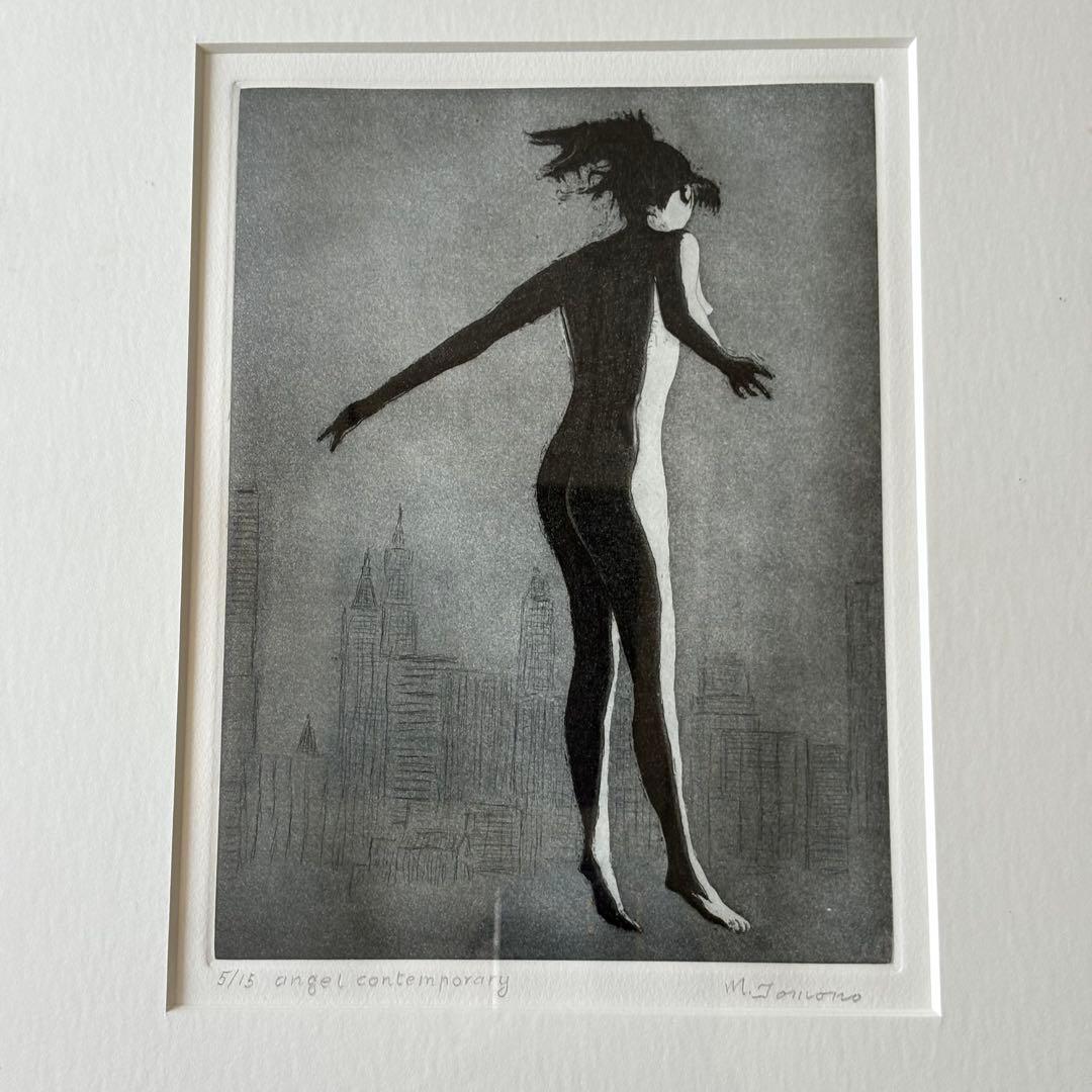 銅版画 M.Tomono 5/15 額装 angel contemporary