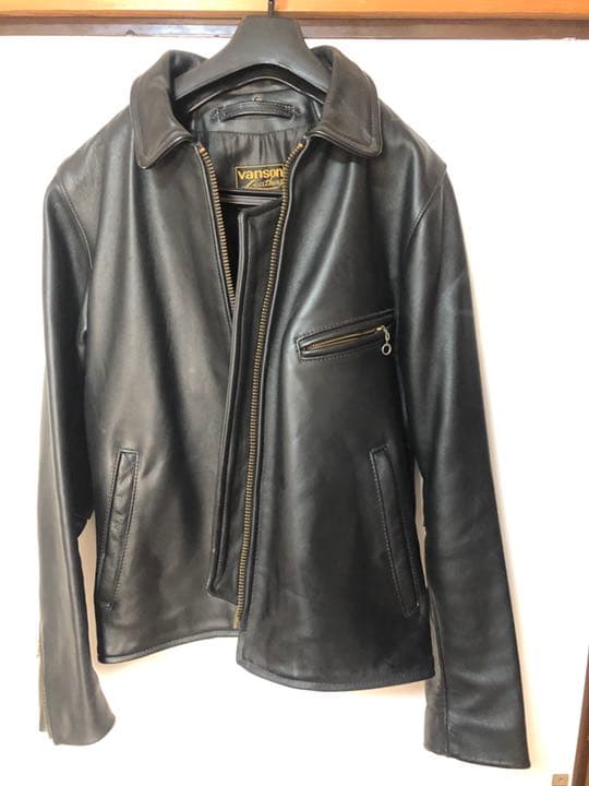 VANSON◇シングルライダースジャケット/38/レザー
