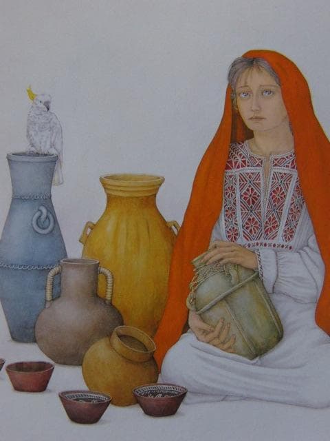 栗原喜依子、【白い月】、希少な額装用画集より、新品額装付、状態良好