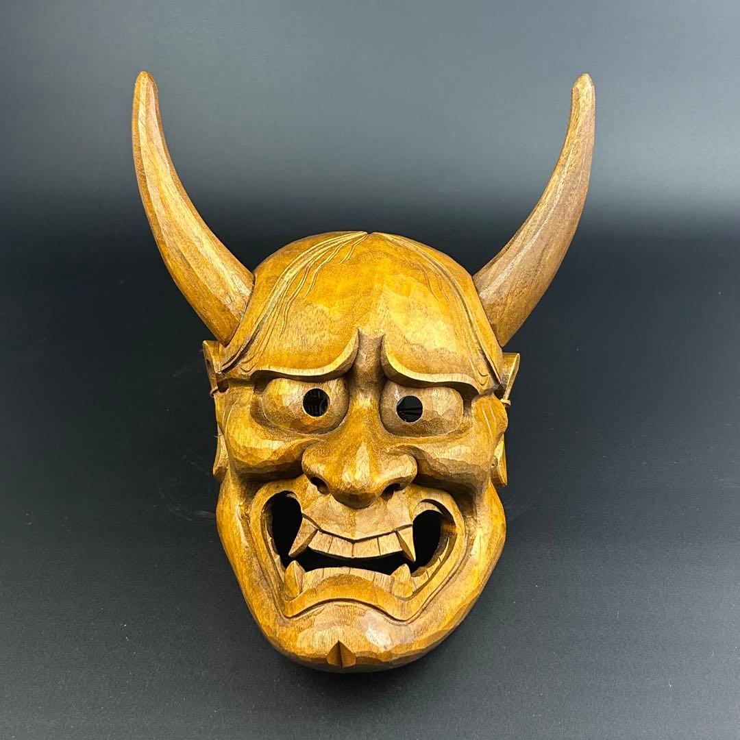 木製 鬼の面 角付き 能面　般若の面 木製 鬼の面 角付き 能面 般若の面