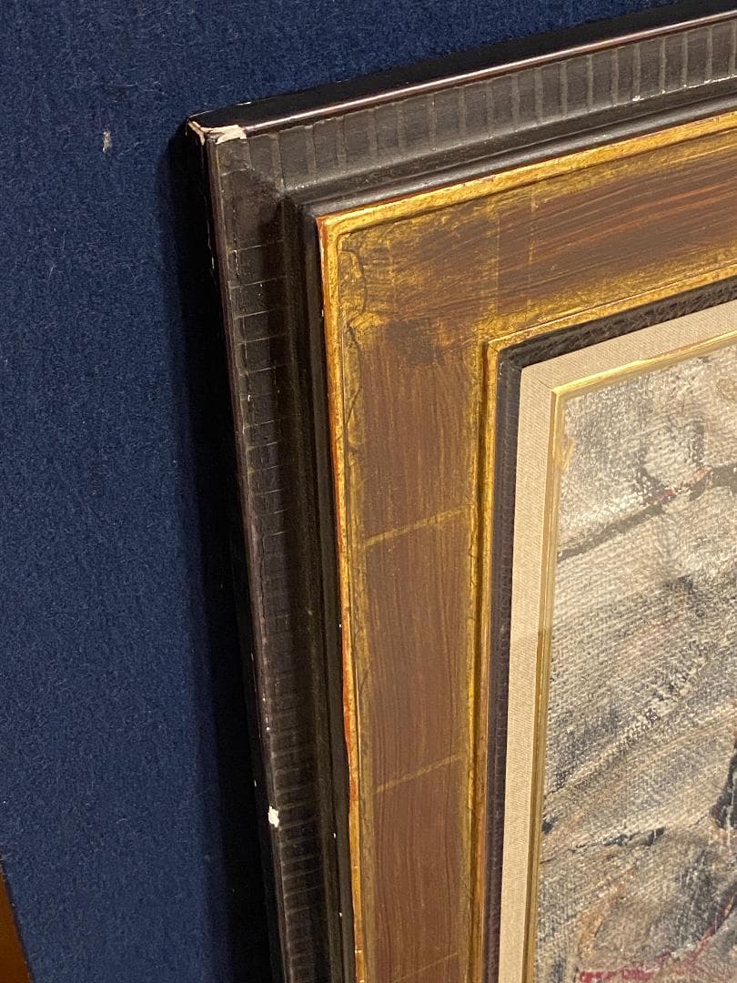 真作」須田剋太「抽象記号」抽象画油彩画額装サイン有りF10号