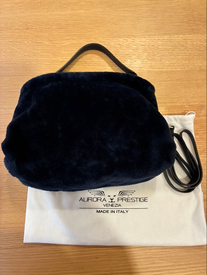 ファーショルダーバッグ（オレンジ・ネイビー）