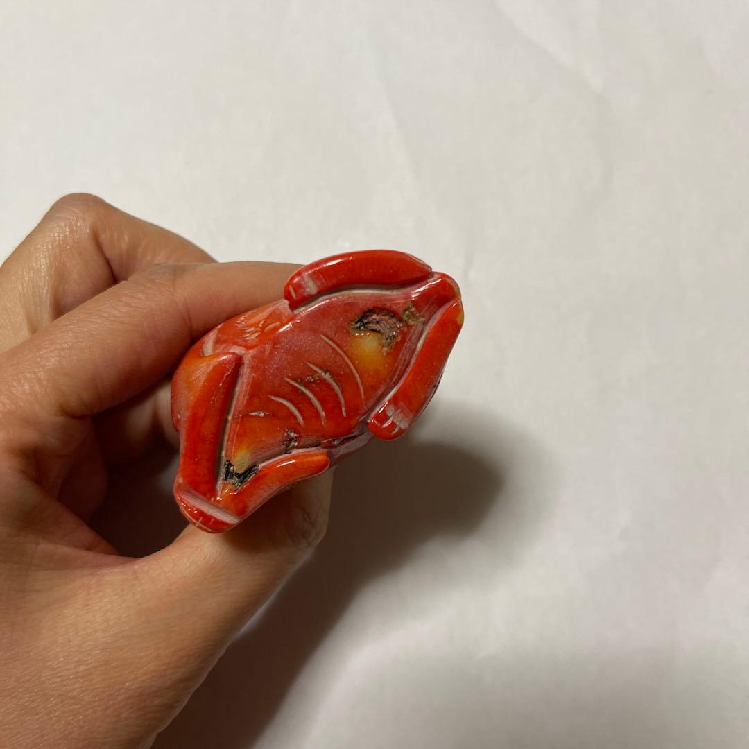 山珊瑚？珊瑚獅子の彫刻 置き物 - メルカリ