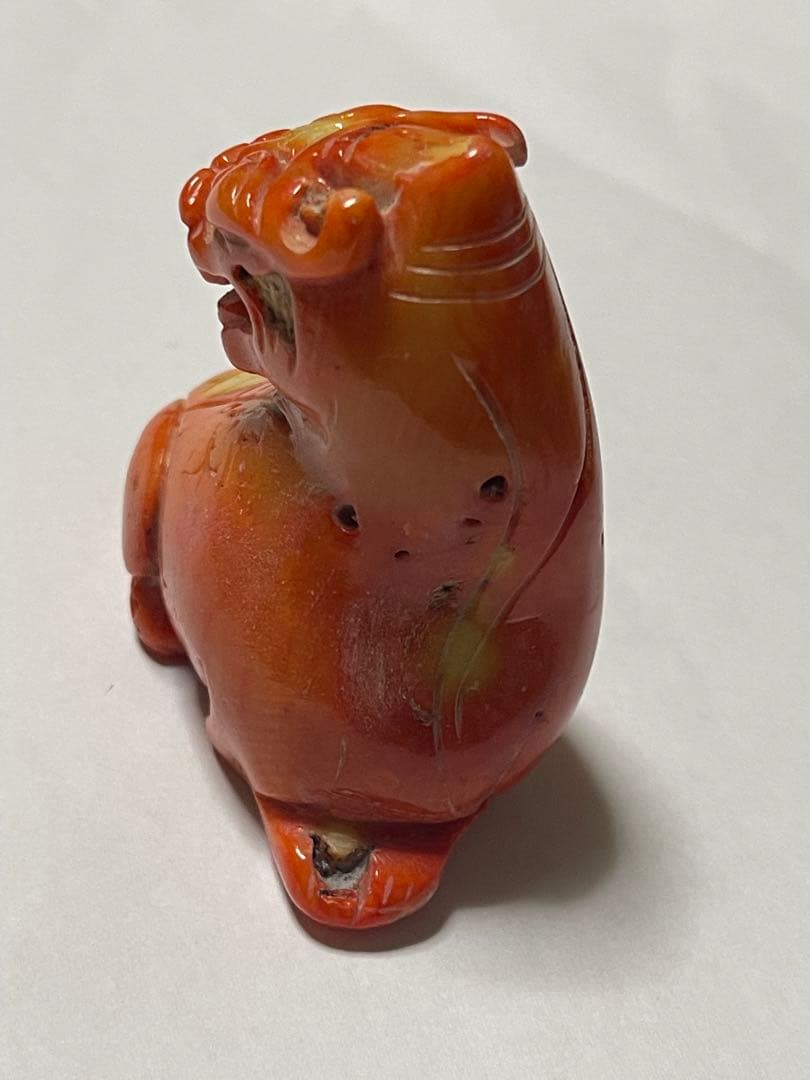 山珊瑚？珊瑚獅子の彫刻 置き物 - メルカリ