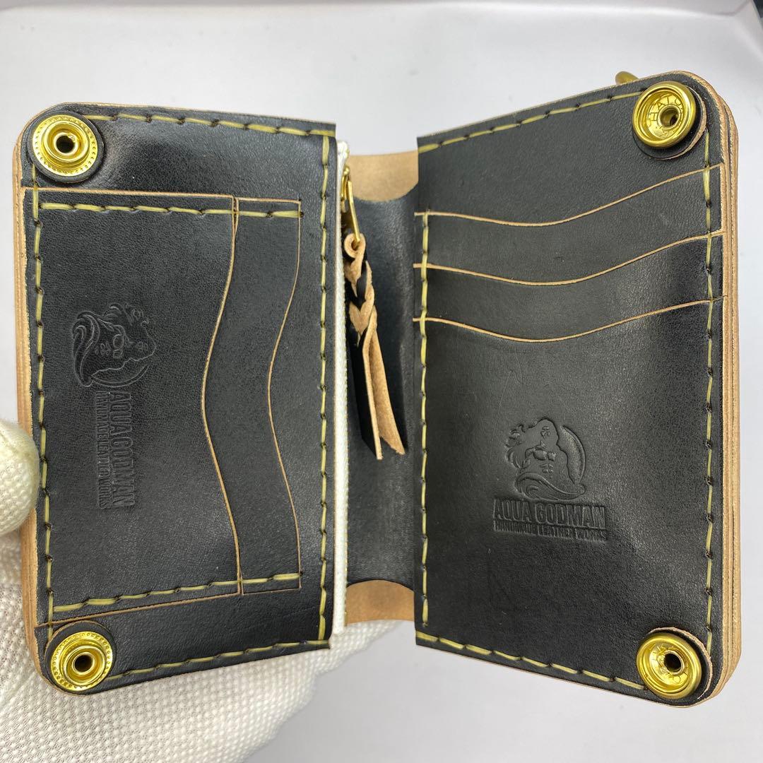 極厚 無骨 お札折らずに収納できる無骨な手染めミドルトラッカーウォレット BTW