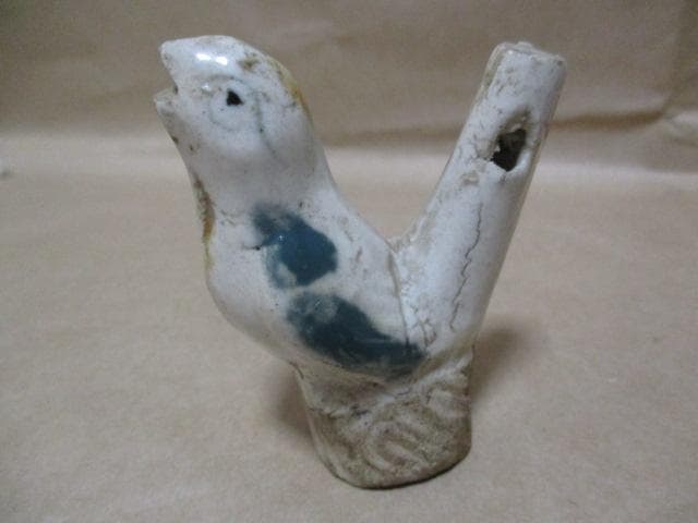 中国　唐代　白磁小鳥の笛　I34-3