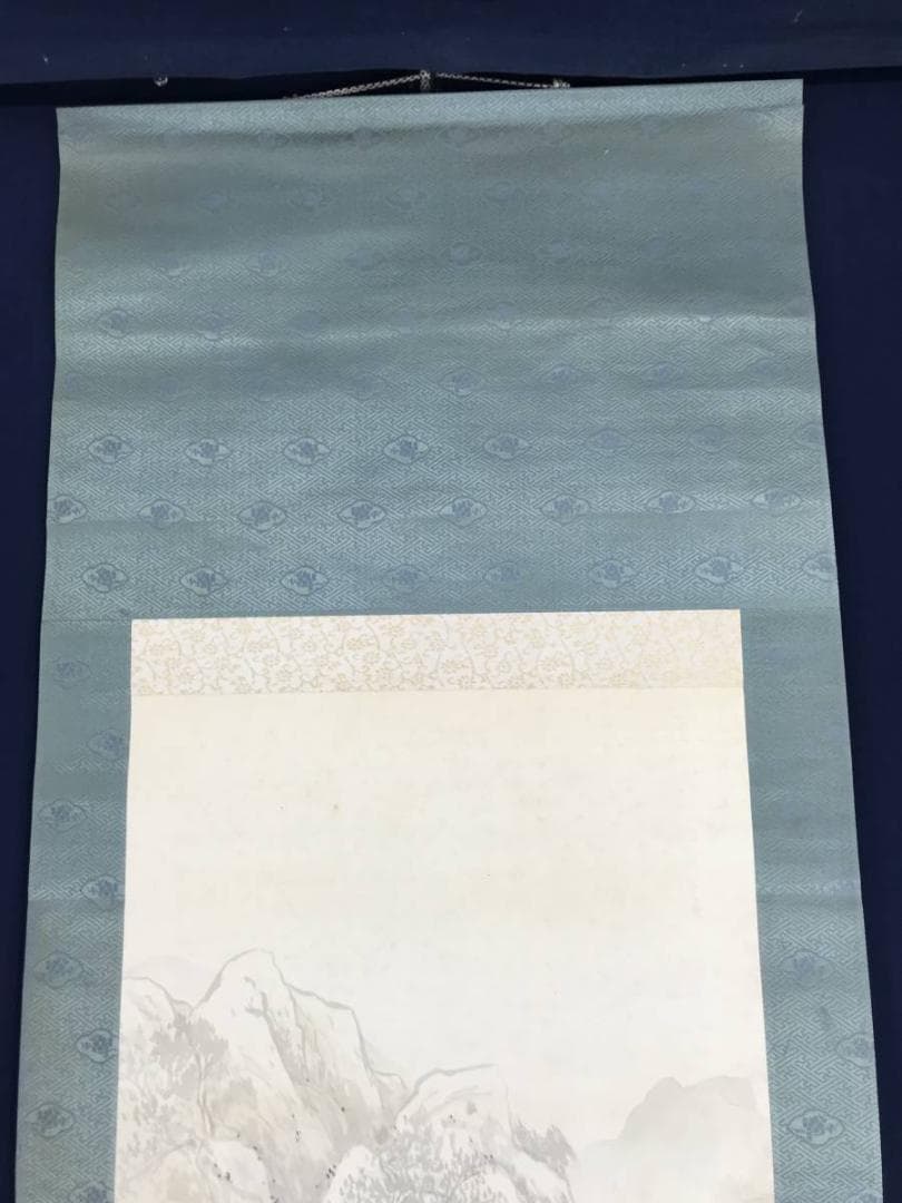 【真作】素門/雪渓帰樵図/山水人物図/掛軸/名家伝来/AB-782