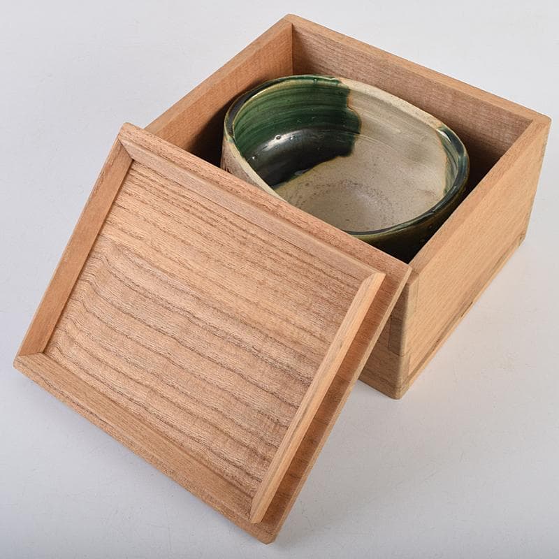 茶道具 古瀬戸 織部焼 沓茶碗 時代箱付 C R9114