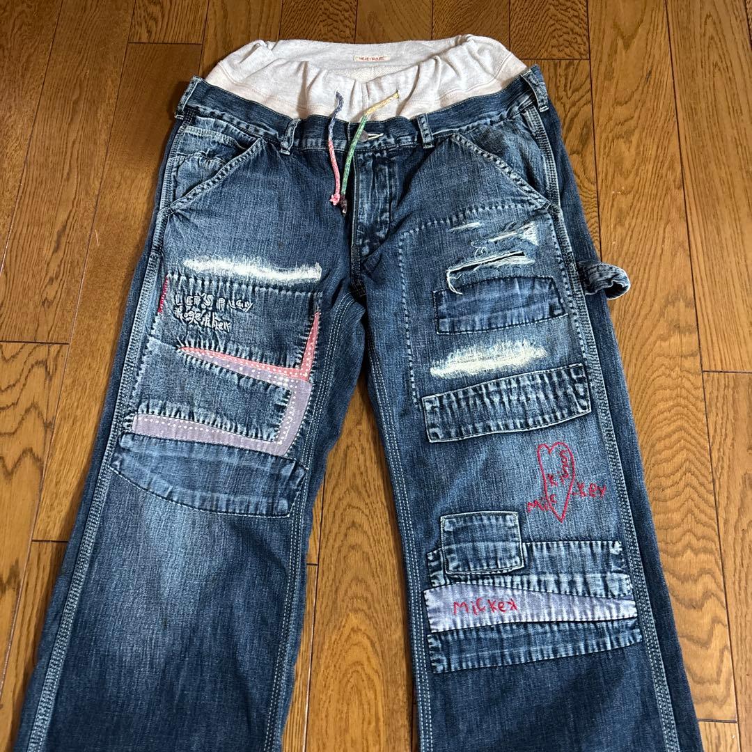 denim and dungaree ミッキー刺繍 パラシュートパンツ 150 デニム