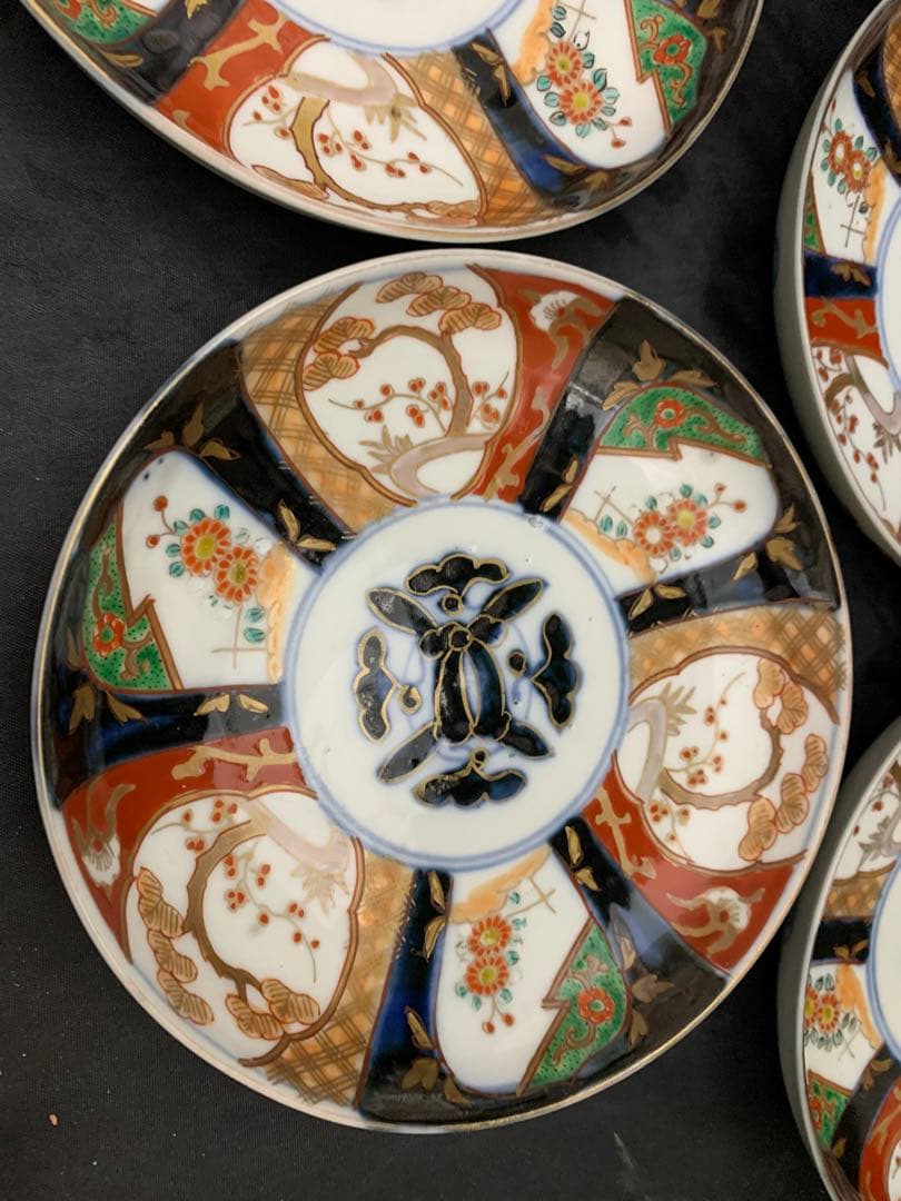 古伊万里　六寸皿　径18㎝　色絵金彩　器　5枚