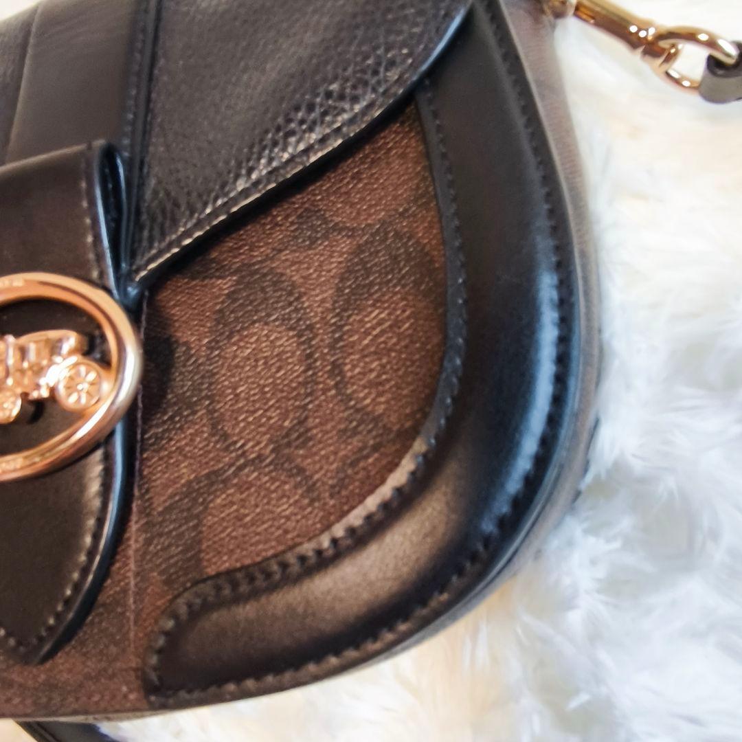 COACH ジョージー サドルバッグ シグネチャー 2way 黒