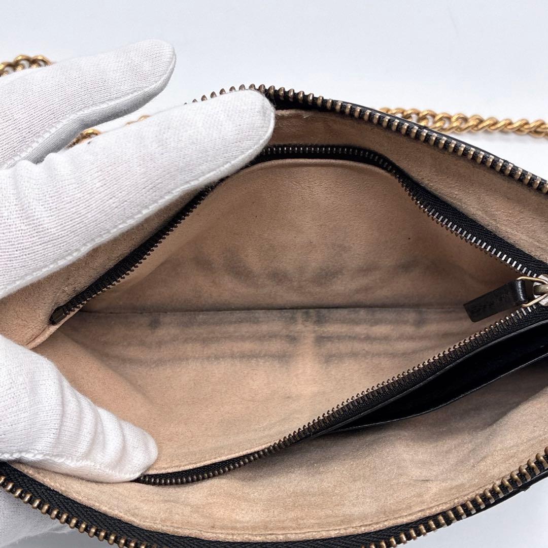 グッチ GGマーモント チェーンウォレット 黒 ゴールド金具 443447