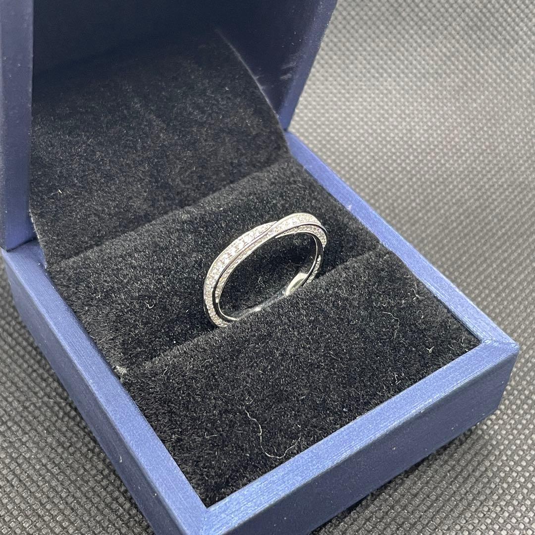 【8号】モアサナイト ツイスト フルエタニティ リング　シルバー