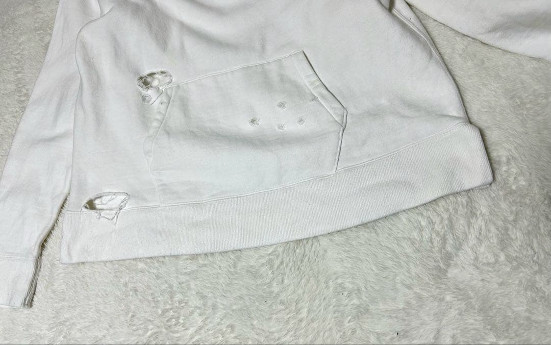 NUMBER (N)INE ナンバーナイン ダメージ パーカー ホワイト L