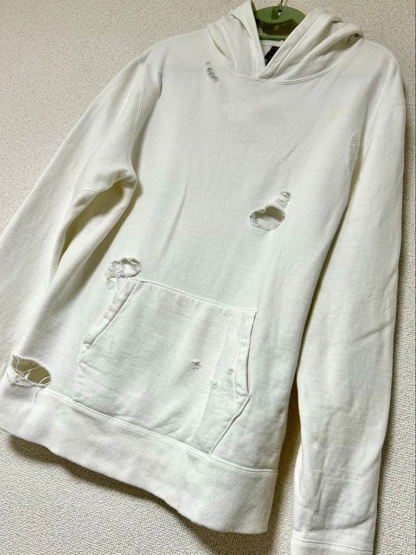 NUMBER (N)INE ナンバーナイン ダメージ パーカー ホワイト L