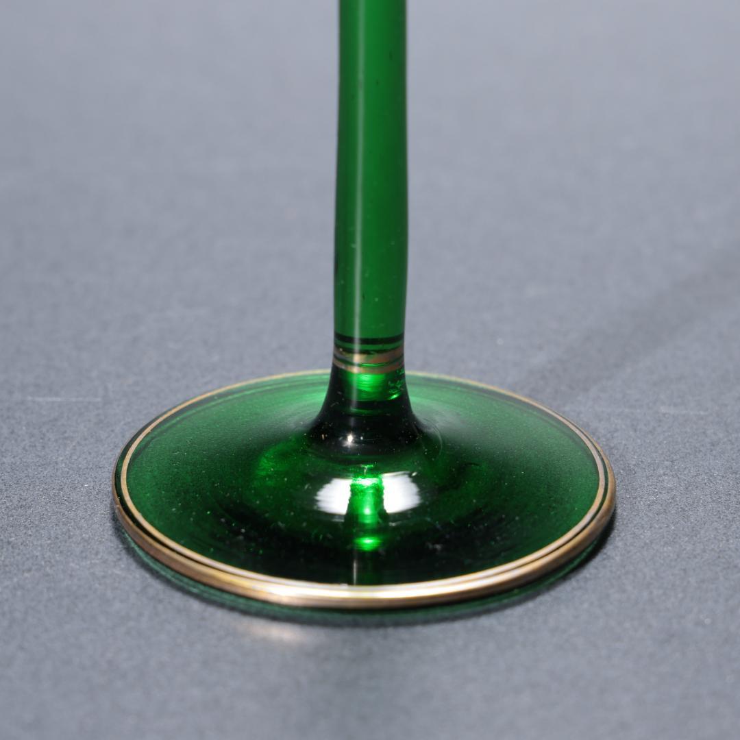 アンティークグラス リキュールグラス 金彩に緑のステム R1346ダI