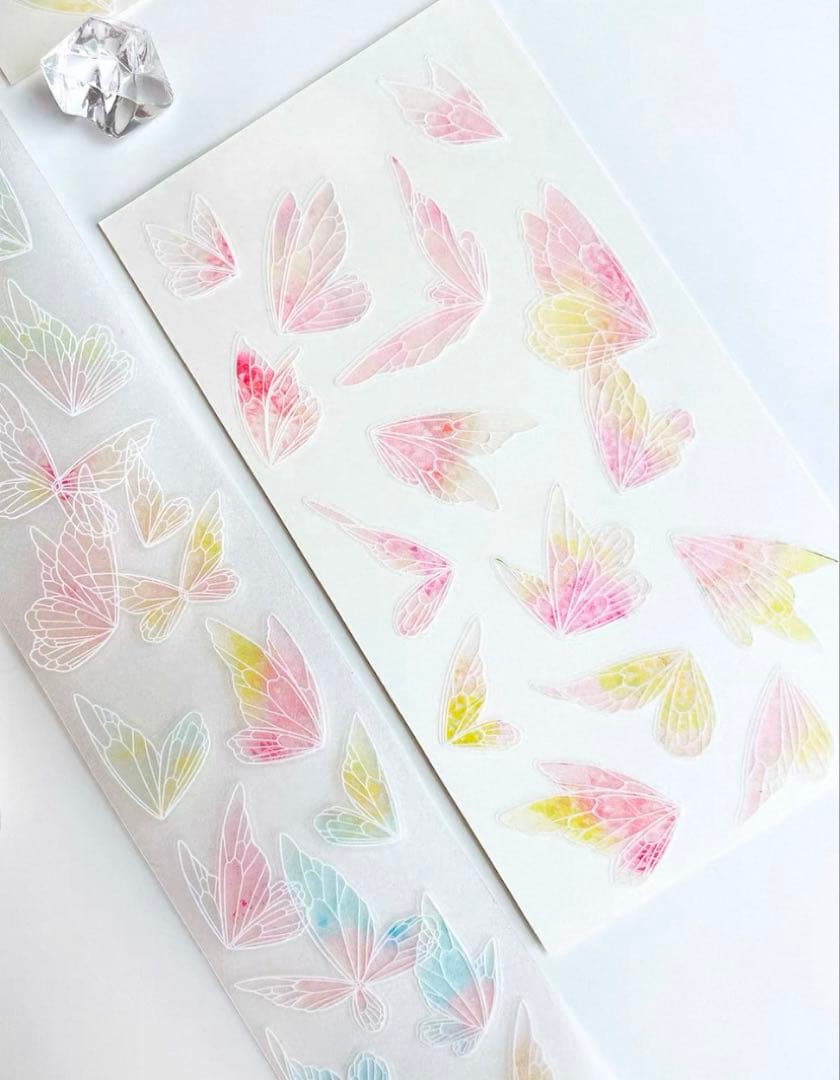 9071】海外 マスキングテープ 6m巻 PETラメ加工+カッティング 蝶々