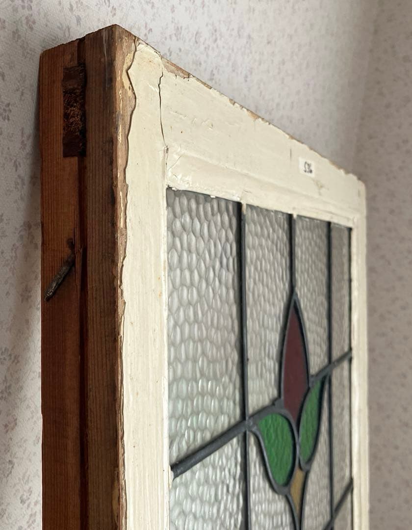 アンティークステンドグラス＊レトロビンテージ古い飾り窓ガラス