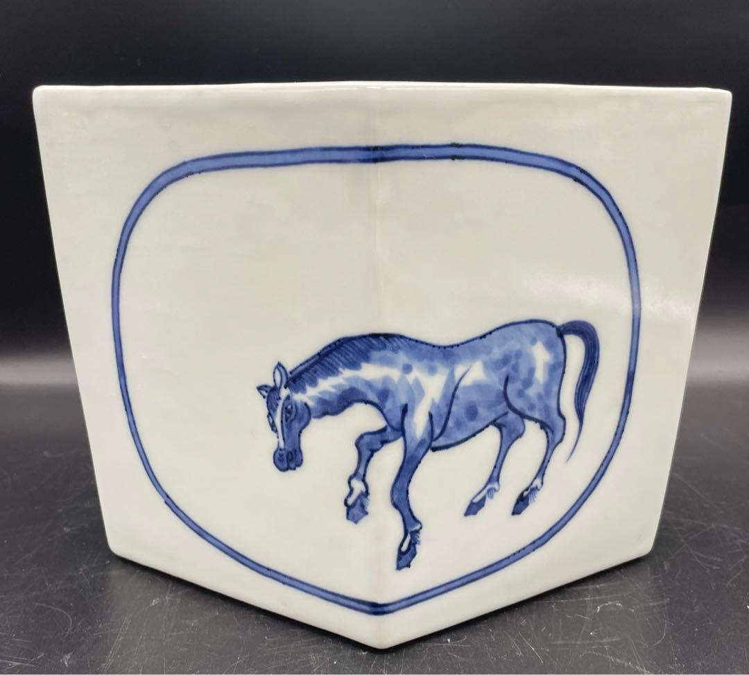 c354 菱馬 水指 富田静山 京焼 茶道具 共箱