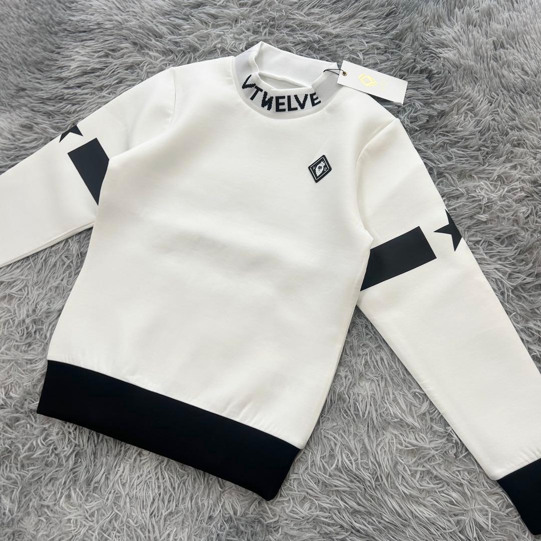 新品　V12 スウェット　プルオーバー　モックネック　ダンボールニット　ホワイト