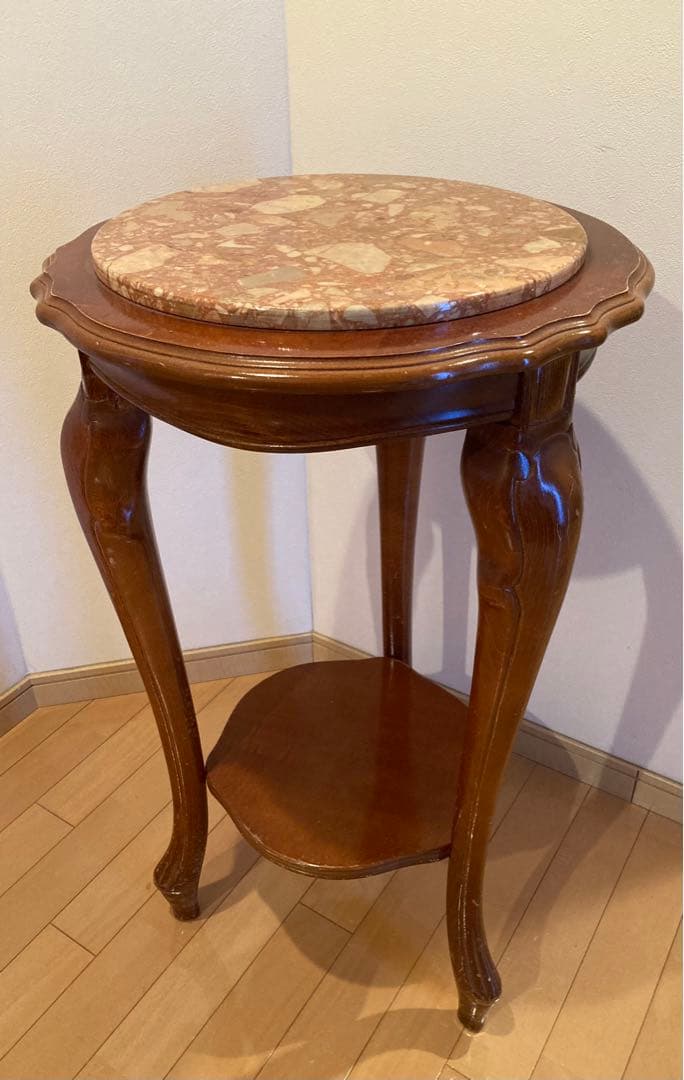 サイドテーブル　コンソール　大理石　天板　花台 猫足　イタリア製 大理石 サイドテーブル 【美品】大理石調 サイドテーブル コンソール