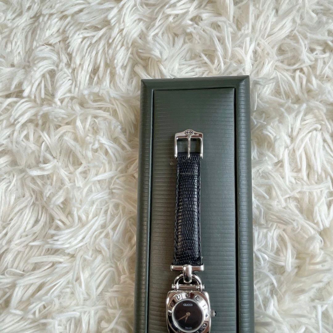 希少・稼働品✨GUCCI レザーベルト腕時計 ブラック　vintage