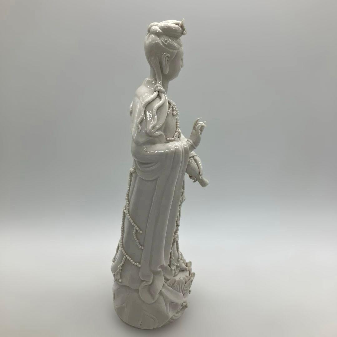 中国美術 白磁觀音 観音菩薩立像 高さ約30cm 徳化窯 ヴィンテージ