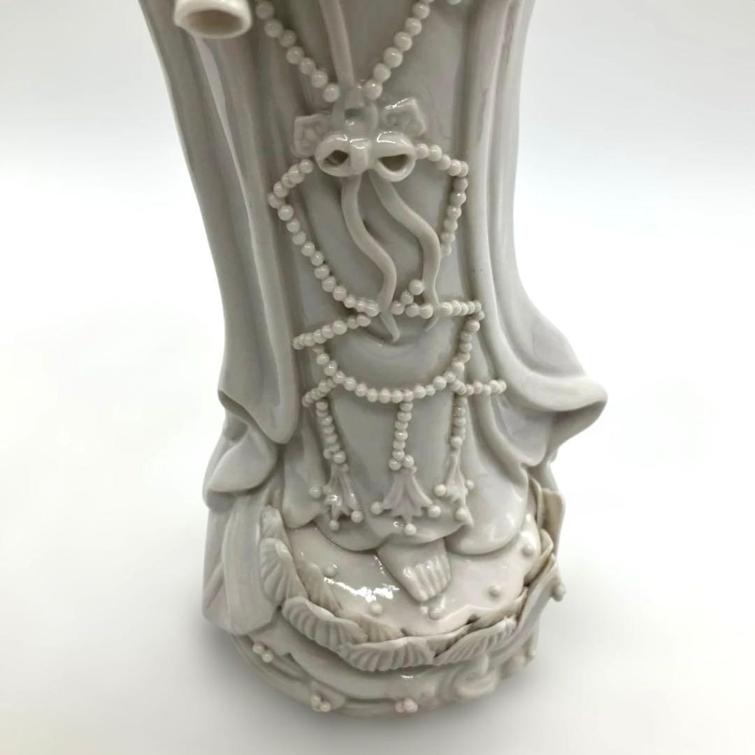 中国美術 白磁觀音 観音菩薩立像 高さ約30cm 徳化窯 ヴィンテージ