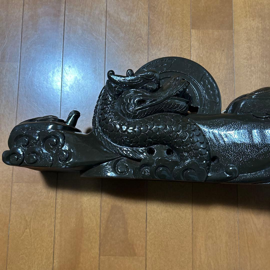 木彫 一刀彫 縁起物 墨壺 龍・鶴・亀 美術品・アンティーク・コレクション