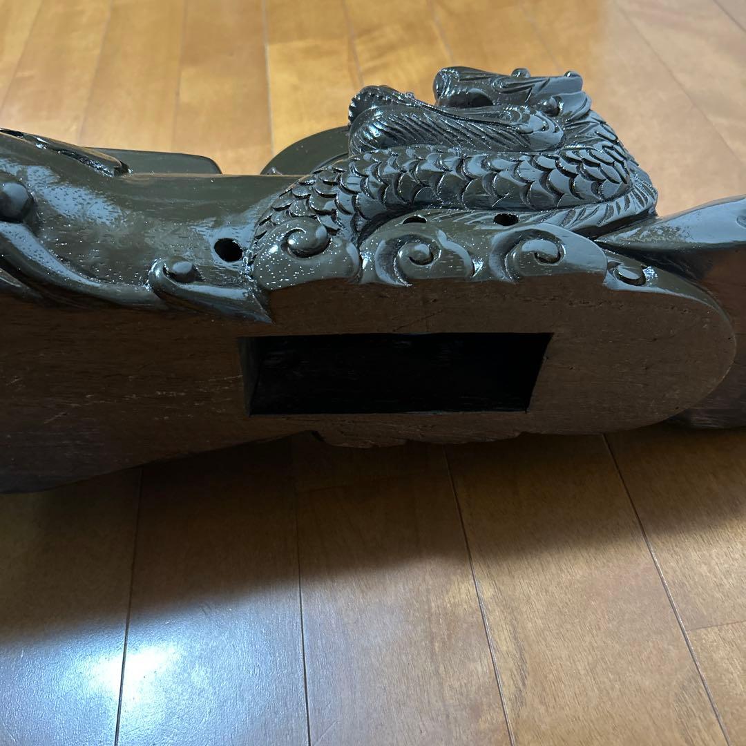 木彫 一刀彫 縁起物 墨壺 龍・鶴・亀 美術品・アンティーク・コレクション