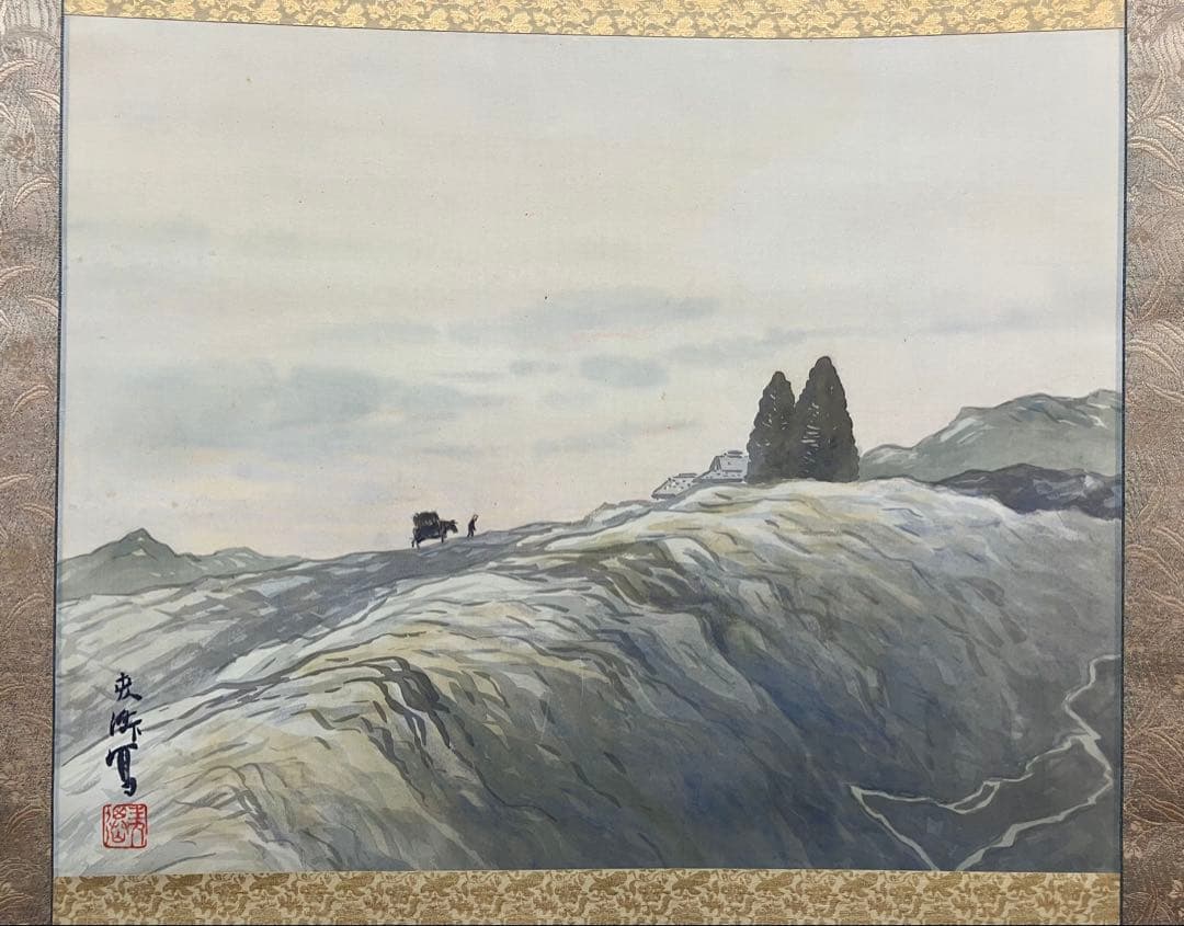 土田 麦僊 絹本 掛軸 共箱 太巻 2重箱（村上華岳 小野竹喬 野