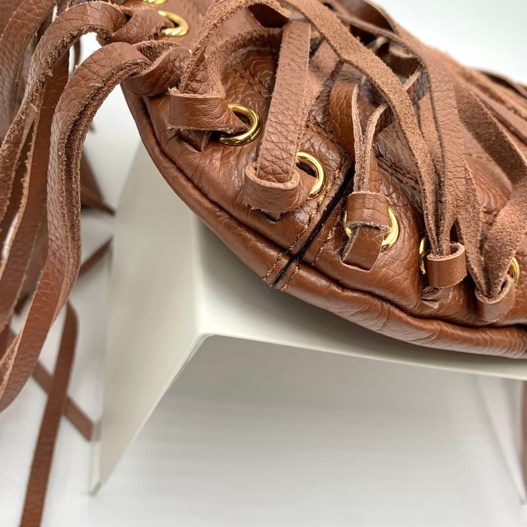 【極美品】LRL ローレンラルフローレン レザー ショルダーバッグ フリンジ