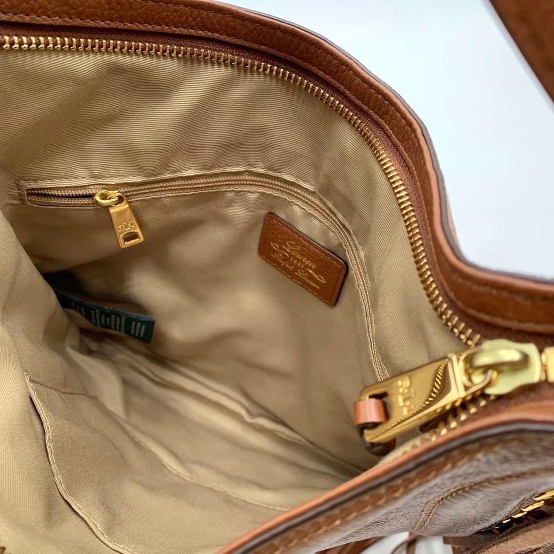 【極美品】LRL ローレンラルフローレン レザー ショルダーバッグ フリンジ