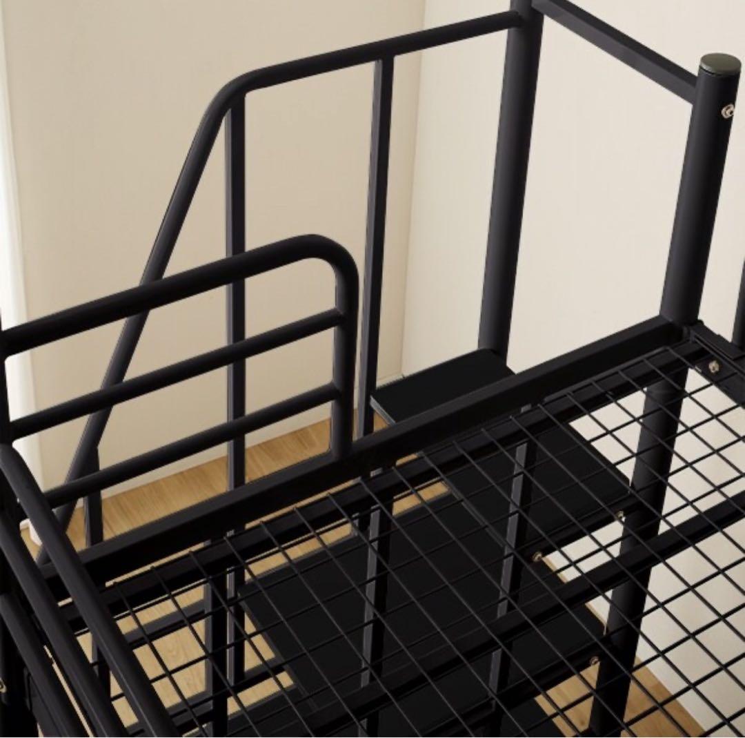 ニトリ　高さ2段階式階段付きロフトベッド　ブラック