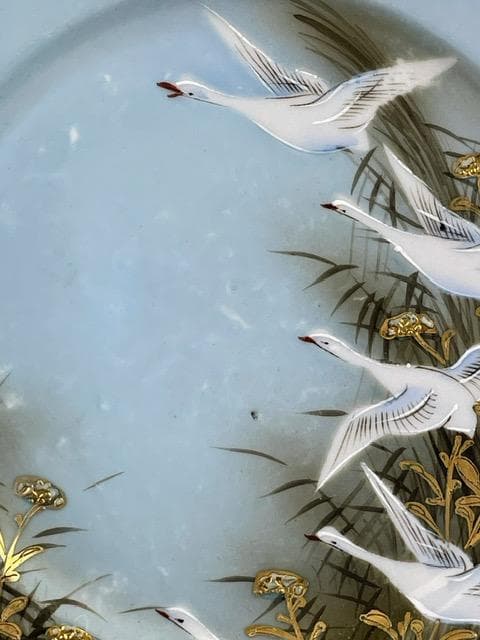 オールドニッポン 志水禄之助商店 21.9㎝ 白鳥 ガチョウ プレート 皿