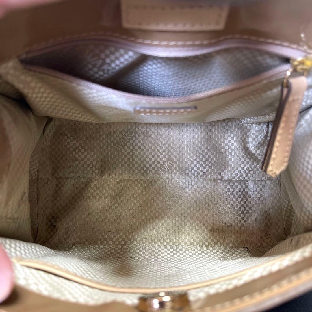 【良品】WAKO 銀座和光 サフィアーノレザー ベージュ ワンハンドルバッグ