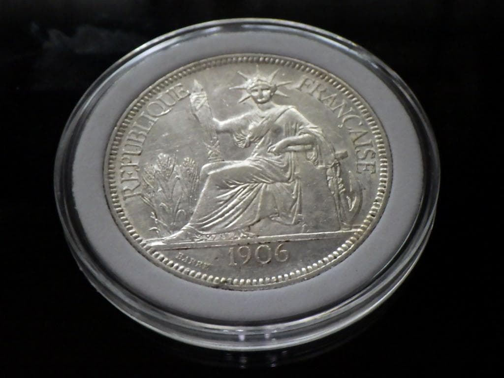 フランス領インドシナ ピアストル銀貨【銀貨保証】アンティークM240803120