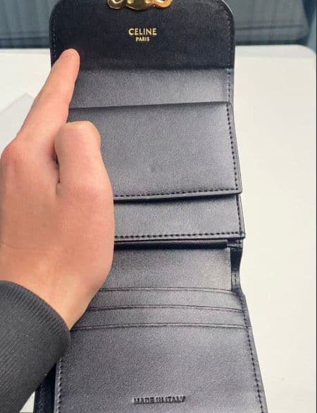 CELINE セリーヌ トリオンフ スモールウォレット 三つ折り財布 ブラック