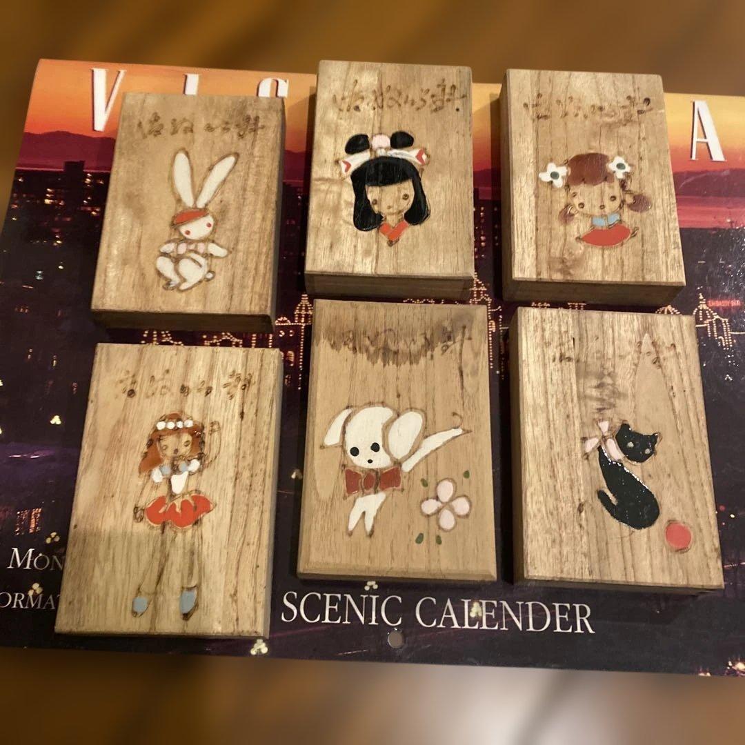 旧い昭和の組み立て木箱入り　みすや縫い針 6箱　和紙に折り鶴　兎　犬　猫　女の子 旧い昭和の組み立て木箱入り みすや縫い針 6箱 和紙に折り鶴 兎