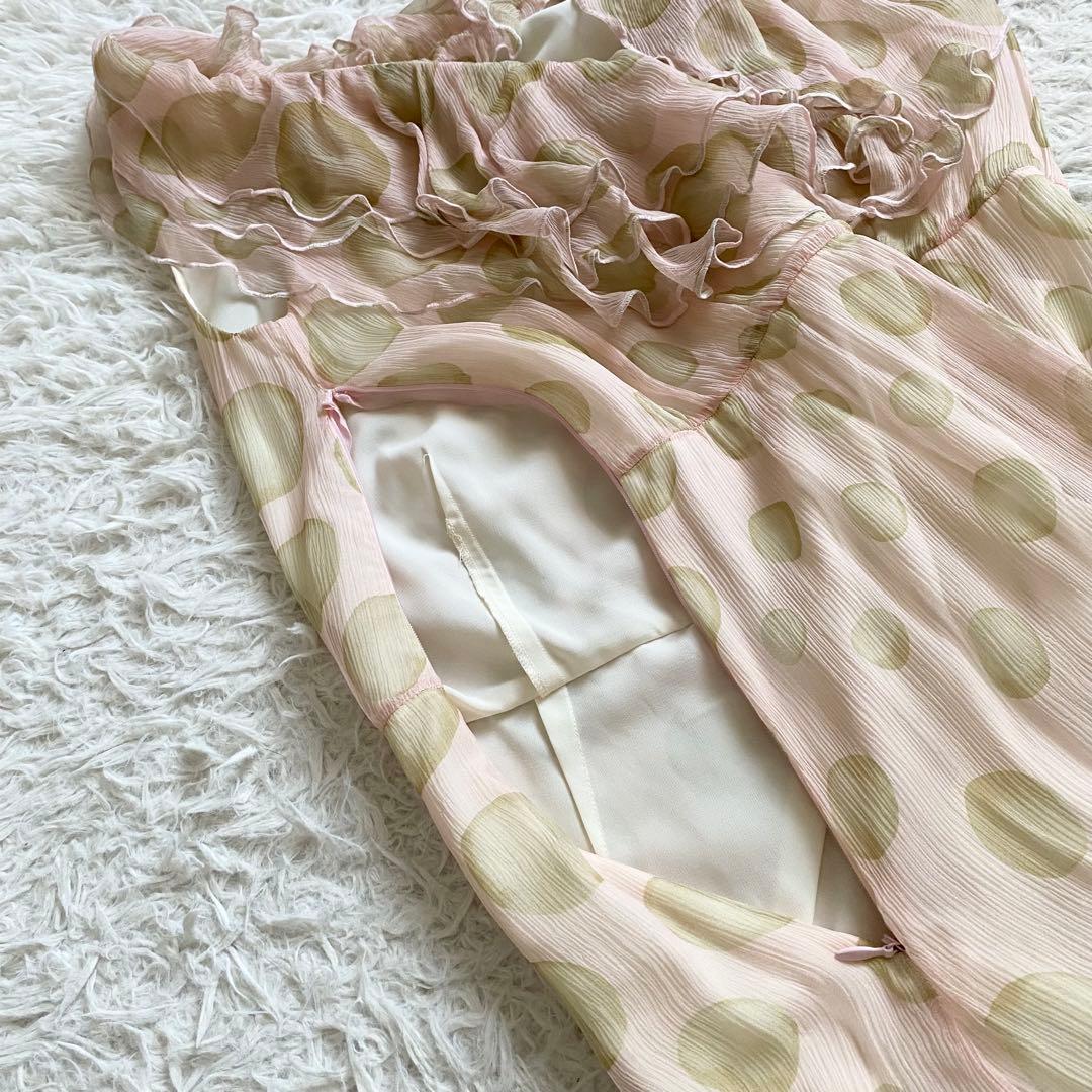 極美品■レッドヴァレンティノ　シルク100％　フリルワンピース　Aライン　42