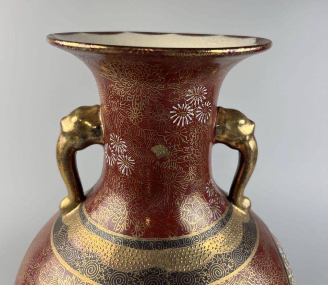 古美術 金彩 色絵 連山 錦襴手 九谷 花瓶 華道具 花入 - メルカリ