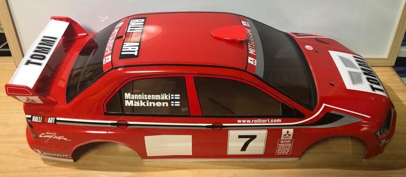 タミヤ　三菱ランサーエボリューション７ WRC 塗装済みボディ 電飾つき