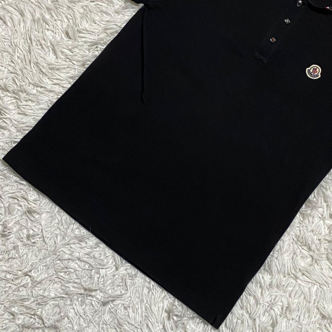 【美品】MONCLER・モンクレール・ポロシャツ・黒・赤・白・M・替えボタン
