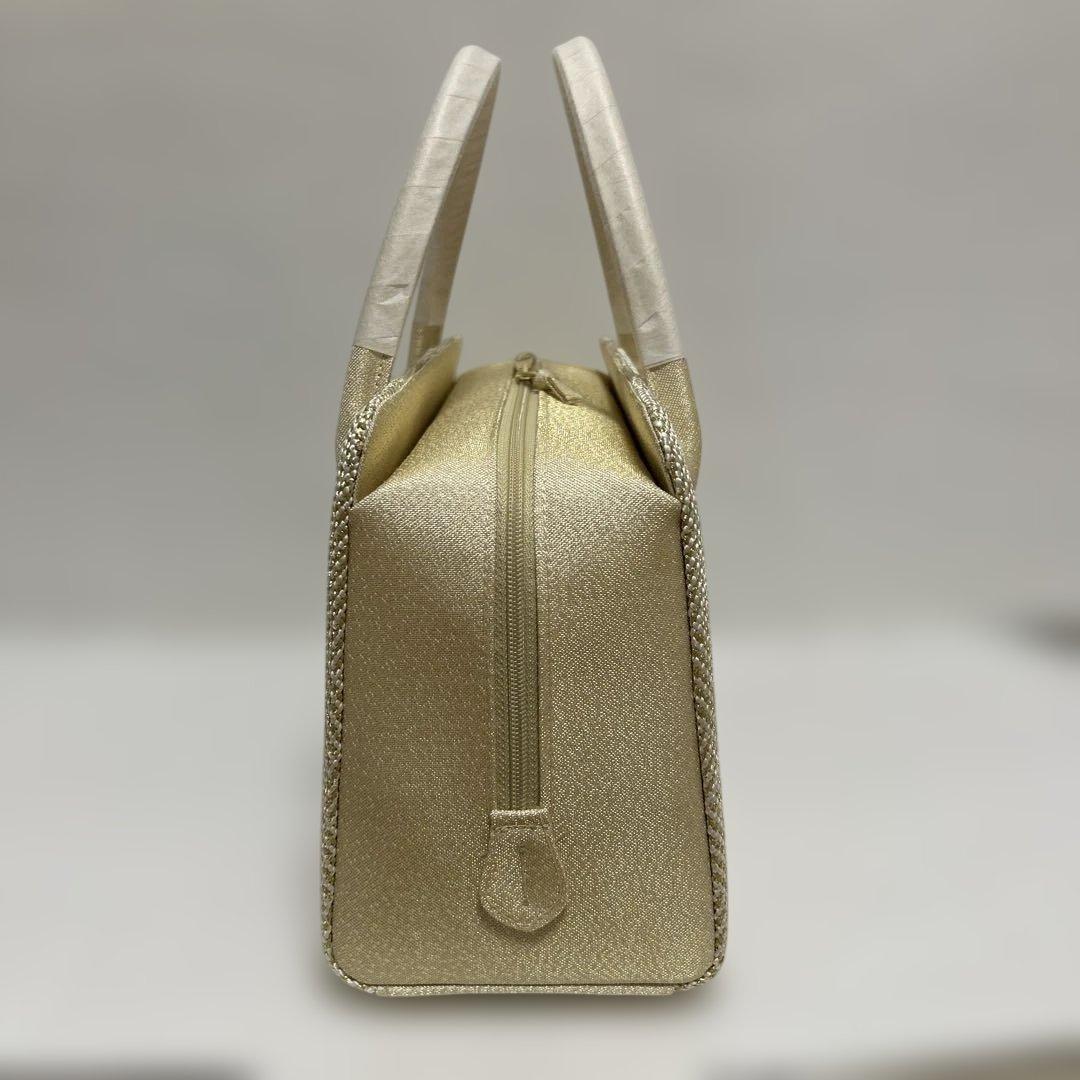 バック バッグ 和装バッグ あおりバッグ 利休バッグ 着物に 組織り 薄金色