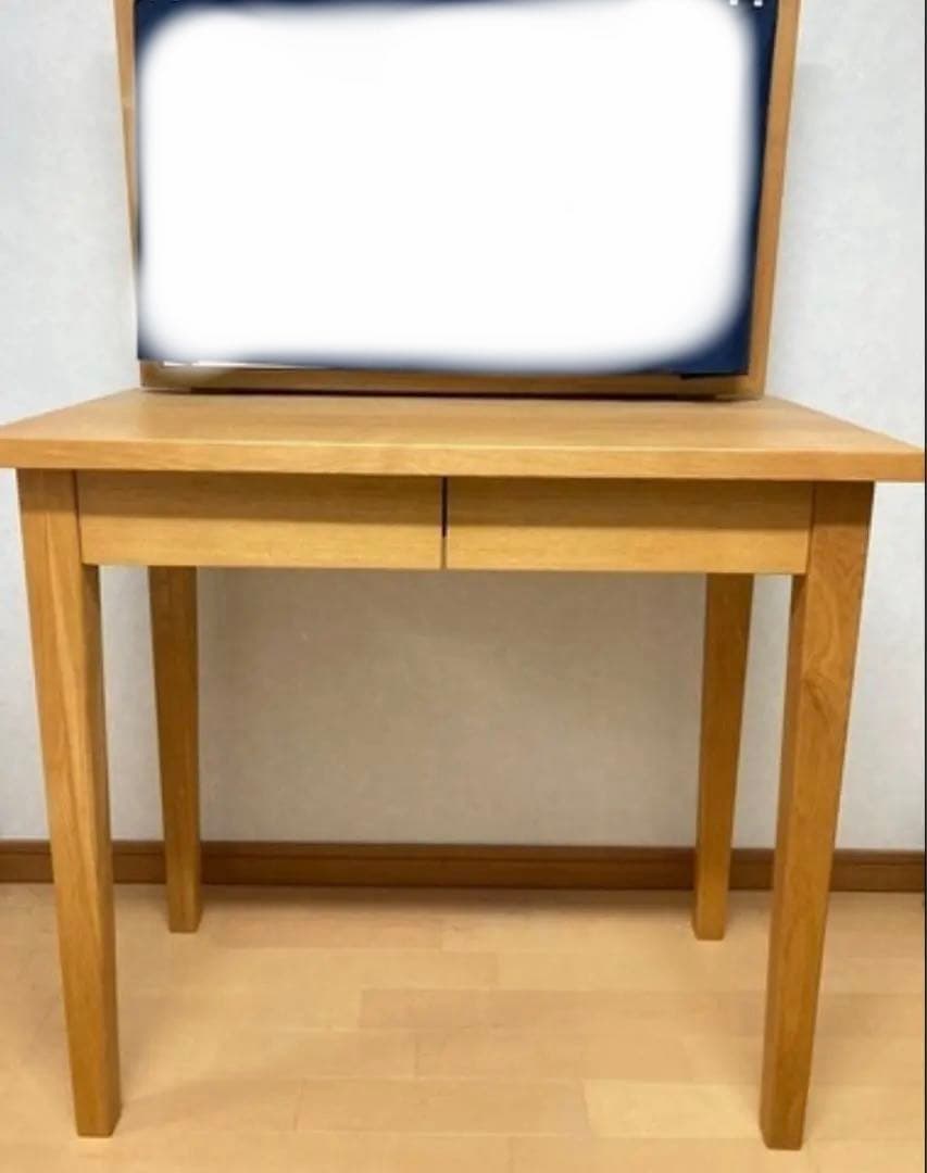 □ MUJI 無印良品 収納付き ドレッサー 木製 天然木 タモ材 化粧台